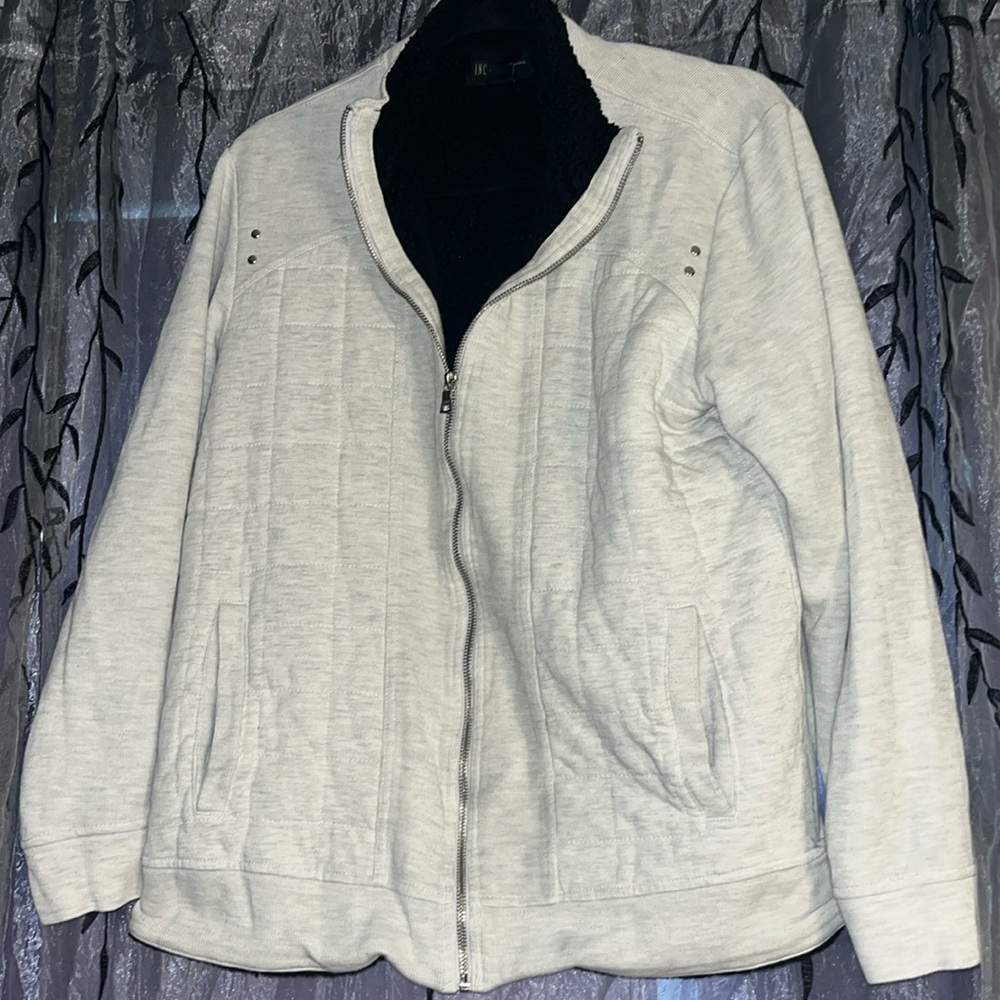 Mens Pale gray fleece zip up inc jacket size large